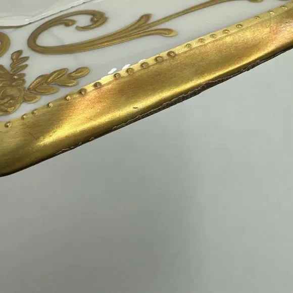Antique Limoges Plate 9.25” Gold Trim France 12-sided Embossed Scroll - Picture 13 of 14